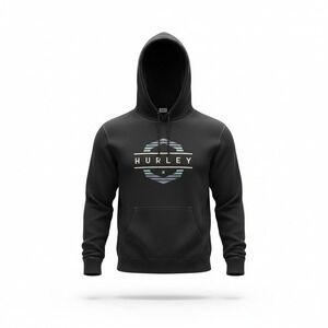 Hurley Mens XXL Black Pullover Hoodie Embroidered Logo Fleece HMS26-18345 NEW